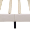 4ft6 Double Bed Frame Upholstered Platform Bed with Adjustable Headboard Beige