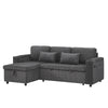 L Shaped 3 Seater Sofa Convertible Sofa Bed with Storage Chaise Corduroy Grey