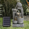 Solar Cascading Fountain Outdoor Garden Water Feature LED Stone Jug Statue Decor