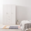 White 3 Door 3 Drawer Triple Wardrobe with Storage Shelves Hanging Rail Bedroom