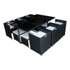 10 Seater Rattan Cube Garden Furniture Set Dining Table Chairs Stools Patio