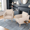 Beige Armchair with Rubber Wood Legs Upholstered Accent Chair Single Sofa Lounge