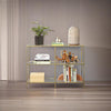 Glass Console Table with Metal Frame Entryway Cabinet