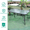 Large 120CM Glass Top Garden Dining Table Parasol Hole Bistro Outdoor Furniture