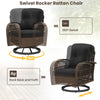 3 Pcs Patio Rattan Bistro Set 360° Swivel Outdoor Rocking Chairs-Black