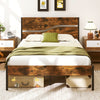 Metal Bed Frame Industrial Platform Bed Double Size-Brown