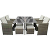 Rattan Garden Sofa Furniture Set Table Chair Stool 8 Seater Outdoor Patio Grey