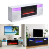 Modern TVs Stand Unit Cabinet w/ Electric Fireplace & 12 Colour LED Light Insert
