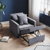 Folding Sofa Bed Fabric Grey Sleeper Pull Out Convertible Arm Chair Adjustable