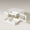 White Cat Litter Box Enclosure, Hidden Litter Box Furniture,4 Drawers,W/LED