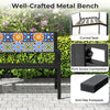 Heavy-Duty Outdoor Seating 127CM Patio Metal Bench for 2-3 People Black