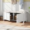 Large White Shoe Rack 2 Door Shoes Storage Cabinet Bench Hallway Ottoman