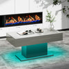 LED Coffee Table with LED Lights Center Cocktail Table for Living Room Grey New