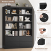 Bookcase Cabinet 4 Door Tall Storage Shelving Unit White Black