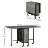 Drop Leaf Table Kitchen Table Extendable Dining Table with Wheels Grey