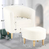 White Sherpa Accent Arm Chair Upholstered Single Sofa W/ Ottoman for Living Room