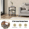 3-Tier Industrial Side Table End Table Record Player Stand w/Adjustable Shelf