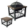 Outdoor Fire Pit Garden BBQ Patio Heater Storage Large Metal Table Log Burner