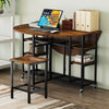 3-Piece Folding Dining Table Set Space-saving Console Table-Brown
