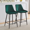 Pair Velvet Bar Stools V Type Seat Metal Leg Footrest Bar stool
