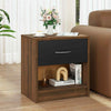 Bedroom Modern End Table Nightstand (Set of 2)w/Shelf-Natural+White