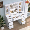Large Dressing Table With Hollywood LED Mirror Drawer Shelves Vanity Makeup Desk