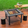 4-in-1 Outdoor Fire Pit BBQ Grill，Garden Table,Patio Heater Stove Brazier Burner