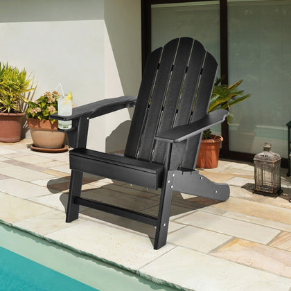 Adirondack Chair with Cup Holder Outdoor Patio Weather Resistant Lounge Chair