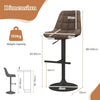 Height Adjustable Bar Stools Set of 2 w/ Fabric Backrest & Padded Seat Brown