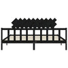Camerina Bed Frame with Headboard Black 200x200 Solid Wood,Furniture,Beds M3F7