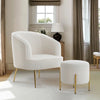 White Teddy Fleece Upholstered Single Sofa Bedroom Lounge Accent Tub Chair Stool