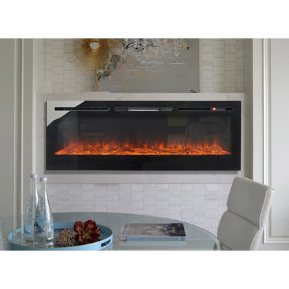 Mirrored Fireplace 60inch Electric Fire 12 LED Flames Wall/Inset Fire