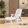 Sun Lounger Plastic Folding Outdoor Garden Chair Sunbed Adjustable Recliner Seat