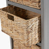 Grey Wooden Tall Boy 1 Drawer 4 Baskets Tall Unit Living Room Storage Unit