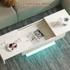 White High Gloss Coffee Table with LED RGB Lights 2 Drawer Storage Living Room