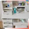 Dressing Table Mirror Drawers Vanity Makeup Desk Stool Set With LED Lights White