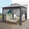 Pop Up Garden Gazebo 3m Heavy Duty Backyard Waterproof 2-Tier Party Tent Grey