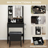 Modern Dressing Table Set LED Mirror Vanity Desk Stool with Charging Station