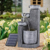 4-Tier Bowl Water Feature Outdoor Solar Powered LED Lights Garden Patio Fountain