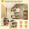 Kids Dollhouse Bookshelf House-shaped Bookcase-Natural