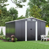 8x8FT Metal Garden Shed Apex Roof With Free Foundation Storage House Anthracite