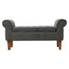 Linen Upholstered Arm Bench Bed End Window Seat Ottoman Storage Stool Bedroom UK