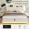 5ft King Size Ottoman Storage Bed Frame Upholstered Headboard LED & USB Charging