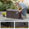 Rattan Texture Storage Container with Wheels & Lockable Lid Brown