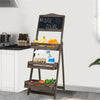 3-Tier Wood A-Frame Sidewalk Menu Chalkboard Sign with Display Shelf Plant Stand