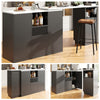 EXTENDABLE BAR KITCHEN ISLAND TABLE STORAGE CABINET SHELVES DINING ROOM BLACK
