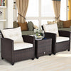 Wicker Bistro Conversation Set 3 Piece Patio Furniture Set-White
