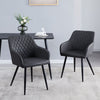 2 Pcs Grey PU Faux Leather Dining Chairs Diamond Dining Room Kitchen Chairs