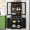 Freestanding Linen Cabinet with 2 Adjustable Shelves-Black