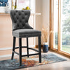 Velvet Button Wing Back Bar Stool Kitchen Pub Studd Breakfast Dining Chair Seat